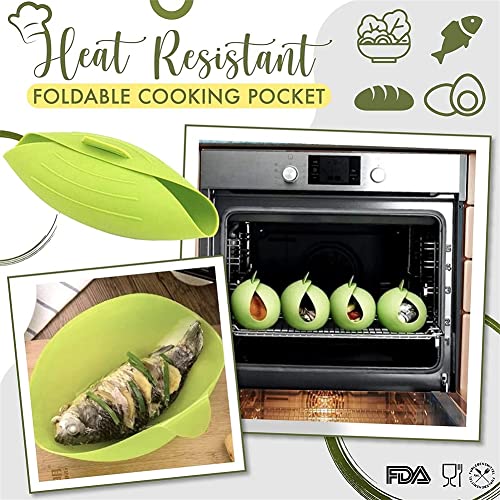 TLEEY Silicone Bread Bowl, Heat Resistant Foldable Cooking Pocke, Foldable Silicone Cooking Pocket, Steamer Basket, Microwave Vegetable Steamer, Loaf Pan