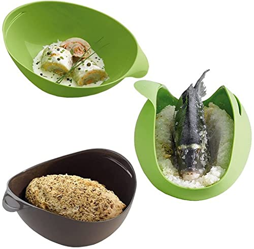 TLEEY Silicone Bread Bowl, Heat Resistant Foldable Cooking Pocke, Foldable Silicone Cooking Pocket, Steamer Basket, Microwave Vegetable Steamer, Loaf Pan