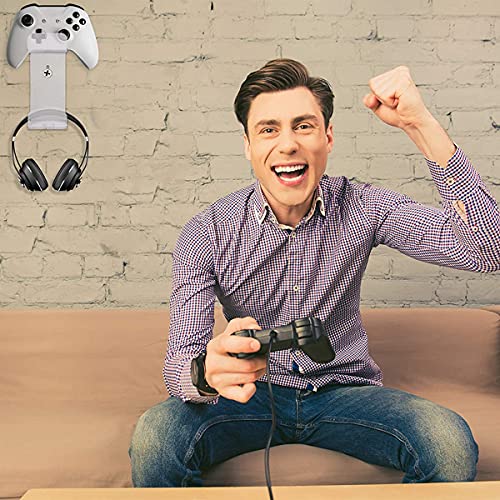 TLING Soporte de Controlador de PS5 y Auriculares, Universal Soporte de Suspensión de Pared para Controlador de Gamepad y Auriculares para PS5 / PS4 / Nintendo Switch