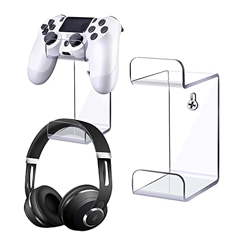 TLING Soporte de Controlador de PS5 y Auriculares, Universal Soporte de Suspensión de Pared para Controlador de Gamepad y Auriculares para PS5 / PS4 / Nintendo Switch