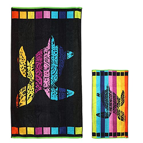 Toalla de Playa Grande Antiarena Toalla 100% Algodón 90x170cm Toallas de Piscina Grandes Suave y de Secado Rápido - Tortuga B