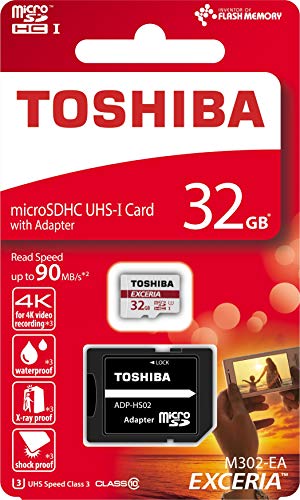 Toshiba Exceria M302-EA - Tarjeta de memoria (MicroSDHC, 32 GB, UHS-I, Class 10), color blanco
