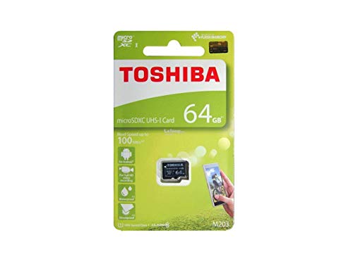 Toshiba M203/EA, 64 GB, microSDXC Memoria Flash Clase 10 UHS-I - Tarjeta de Memoria (64 GB, microSDXC, 64 GB, MicroSDXC, Clase 10, UHS-I, 100 MB/s, Negro)
