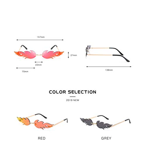 TOYANDONA 1 Piezas de Gafas de Sol de Llama de Moda Gafas de Sol sin Montura para Gafas de Fiesta Unisex-Adultas (Rojo)
