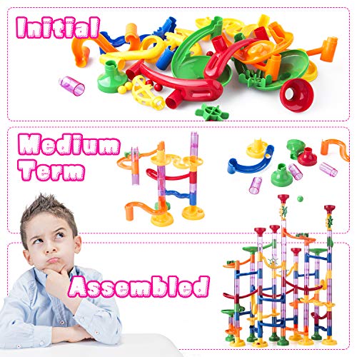 TR Turn Raise Circuito Canicas, Pista de Canicas Marble,Juego Bloques de Construcción Laberinto de Canicas, Juguete Educativo Educación Temprana Infantil Niños (133 Piezas)