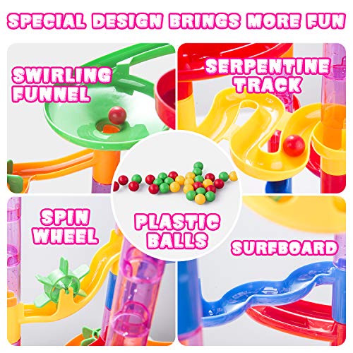TR Turn Raise Circuito Canicas, Pista de Canicas Marble,Juego Bloques de Construcción Laberinto de Canicas, Juguete Educativo Educación Temprana Infantil Niños (133 Piezas)