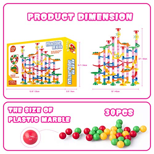 TR Turn Raise Circuito Canicas, Pista de Canicas Marble,Juego Bloques de Construcción Laberinto de Canicas, Juguete Educativo Educación Temprana Infantil Niños (133 Piezas)