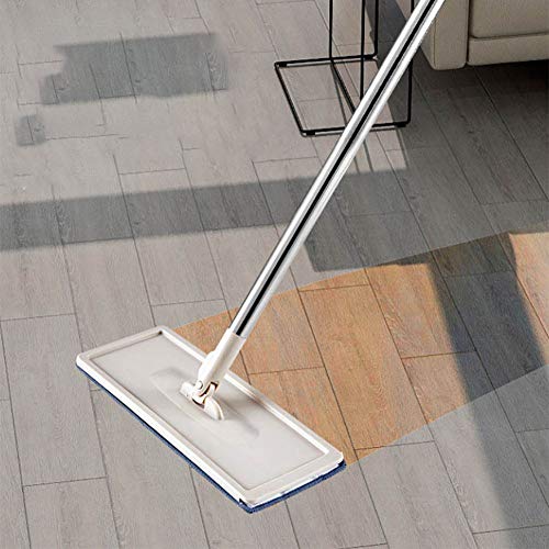Trapeador plano con balde, trapeador automático para limpieza en seco y en húmedo con trapeadores reutilizables Trapeador de piso con cabezal flexible de 360 ​​° para sala de estar en el hogar