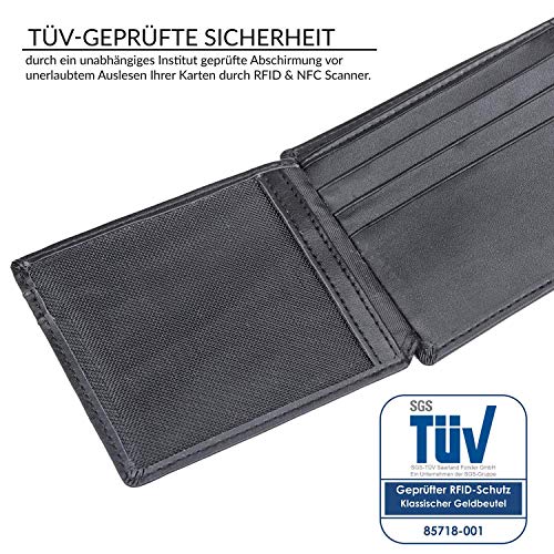 TRAVANDO Cartera Hombre „Tokyo“ con Bloqueador RFID, Billetera Negra, Tarjetero, Monedero Varón, Portamonedas, Regalo, Wallet, Vertical, Bolsillo Monedas Botón a presión Tarjetera, Ranuras
