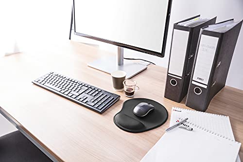 Trust BigFoot Alfombrilla de Ratón, Diseño Ergonómico, Reposamuñecas Gel, Base Antideslizante, Superficie de Microfibra - Negro