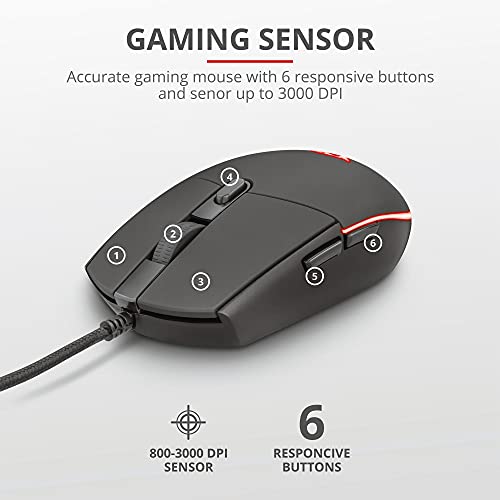 Trust Gaming Juego de Teclado y ratón GXT 838 Azor - Teclado con diseño QWERTY Reino Unido, iluminación LED, 8 Teclas Anti-Fantasma, 12 Teclas Multimedia [Exclusivo de Amazon]
