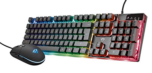Trust Gaming Juego de Teclado y ratón GXT 838 Azor - Teclado con diseño QWERTY Reino Unido, iluminación LED, 8 Teclas Anti-Fantasma, 12 Teclas Multimedia [Exclusivo de Amazon]