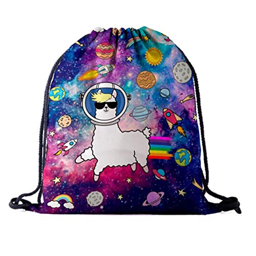 Tskybag Mochila escolar para niños y niñas, con cordón, bolsa de polietileno, bolsa de viaje, bolsa de viaje, gimnasio, gimnasio, Niños, Alpaca colorida, High 40 cm / Length 33 cm