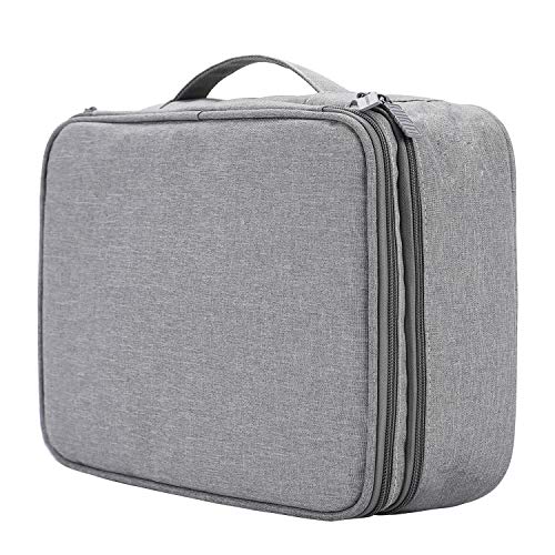 TsunNee - Bolsa organizadora de cables de viaje extragrande de doble capa para accesorios electrónicos portátiles, con 2 compartimentos, color gris