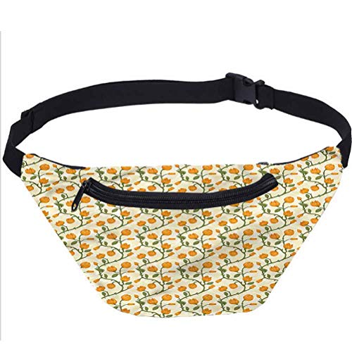 Tulip Fanny Pack,Wildflower Bloom Green Stalk Riñonera Regalo para Intercambio de Elefantes Blancos, Navidad