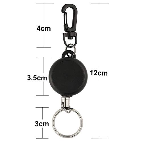 TUPARKA 2 Piezas Heavy Duty retractil Llavero Insignia Carrete Clips con 60 cm / 23,6 Pulgadas de Cuerda de Alambre de Acero