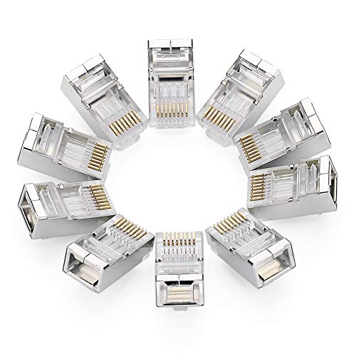 UGREEN 10 Unidades de Conector RJ45 Cat6 Blindados para Cable Ethernet Cat6 Cat5e Cat5 Gigabit Ethernet 1000Mbps, Clavija RJ45 para PC, Router, Switch