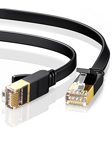 UGREEN Cable de Red Cat 7, Cable Ethernet Network LAN 10000Mbit/s con Conector RJ45 (10 Gigabit, 600MHz, Cable FTP) para PS5, Xbox X/S, PC, Compatible con Cat 6, Cat 5e, Cat 5, Cable Plano(10 Metros)