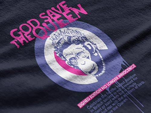 Ultrabasic Camiseta para Hombre Dios Salve a la Reina - God Save The Queen - Ya no la inocencia - No Longer Innocence (Azul Marino)
