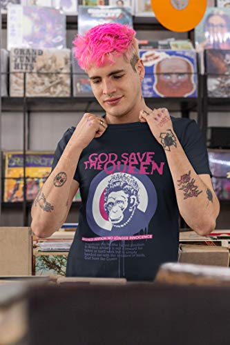Ultrabasic Camiseta para Hombre Dios Salve a la Reina - God Save The Queen - Ya no la inocencia - No Longer Innocence (Azul Marino)
