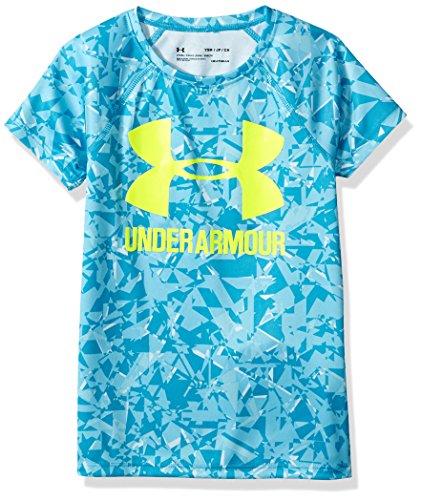 Under Armour playera de manga corta con logo grande para niña, Niñas, camisa manga corta, 1331671-439, Engaño/Amarillo de alta visibilidad, extra-small
