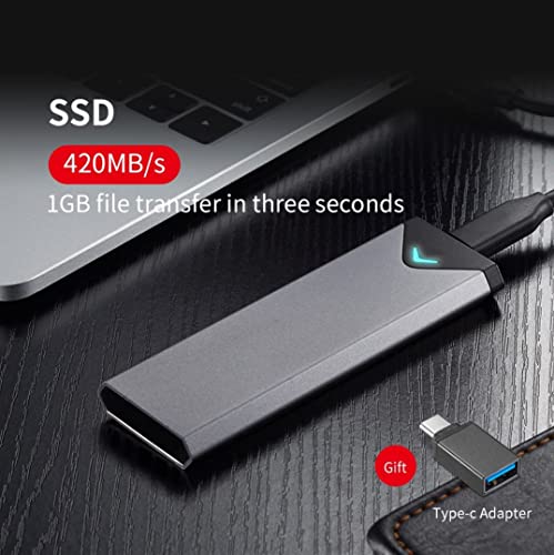 Unidad de estado sólido externa SSD de 1 tb/512 gb/128 gb, almacenamiento de copia de seguridad portátil USB 3.1, adecuado para computadoras de escritorio, portátiles, PS4, Xbox, Smart TV (1 TB, gris)