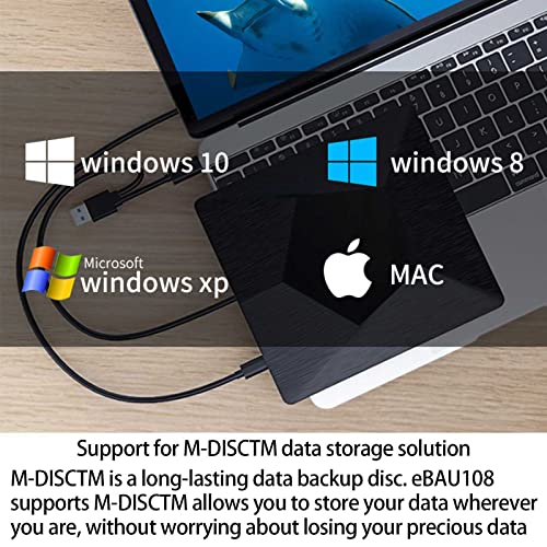 Unidad Externa de portátil USB 3.0 Type-C Unidad de Disquete Externa grabadora portátil Delgada Lector de Lector óptico para PC,Laptop,Notebook,PC móvil,PC Desktop