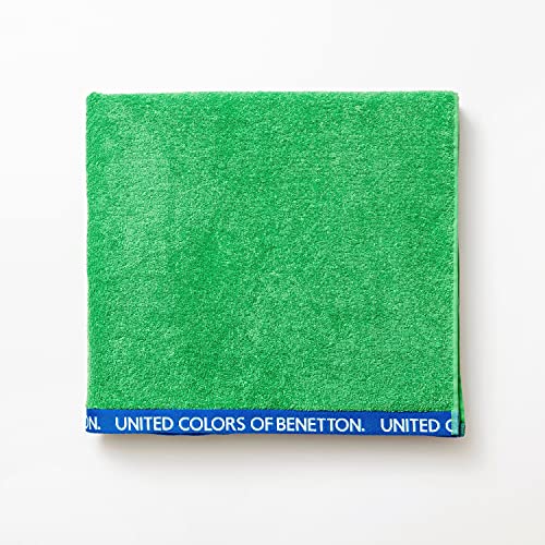 UNITED COLORS OF BENETTON. Toalla de Playa 90 x 160 cm, Rizo de 100% Algodón, Compacta, Ligera, Suave y de Secado Rápido, Apta para Lavadora, Verde