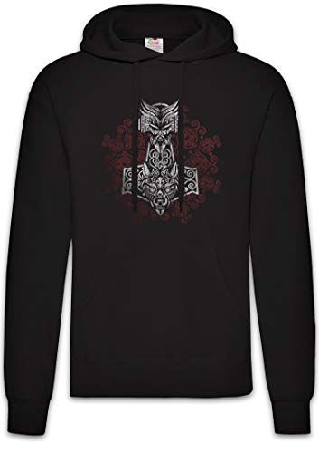 Urban Backwoods Thors Hammer Ornaments Hoodie Sudadera con Capucha Sweatshirt Negro Talla XL