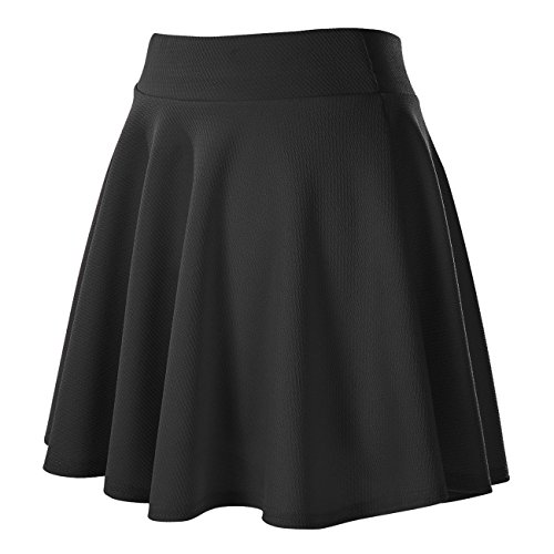 urban GoCo Falda Mujer Elástica Plisada Básica Patinador Multifuncional Corto Falda (S, Negro)
