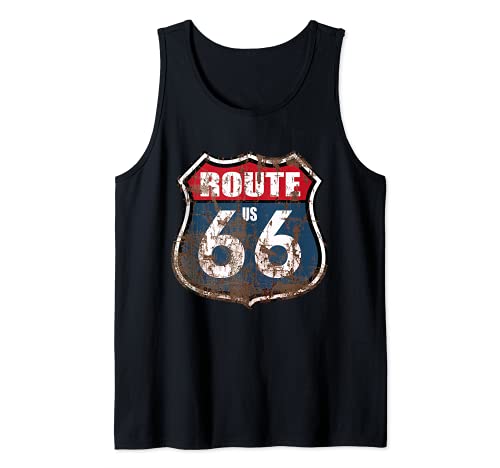 U.S. Route 66 Vintage Rusted Road Sign Camiseta sin Mangas