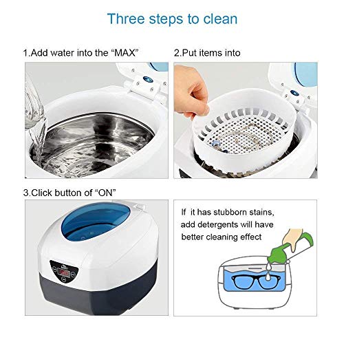 Uten 750ML Limpiador Ultrasónico Portátil para joyería relojes dentaduras gafas monedas