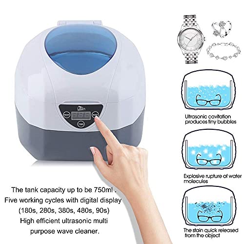 Uten 750ML Limpiador Ultrasónico Portátil para joyería relojes dentaduras gafas monedas