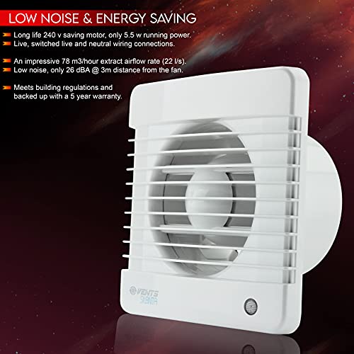 Vents 100 Silenta MT K - Ventilador extractor de baño, silencioso, con temporizador, Blanco brillante