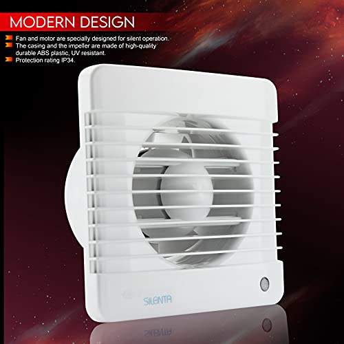 Vents 100 Silenta MT K - Ventilador extractor de baño, silencioso, con temporizador, Blanco brillante