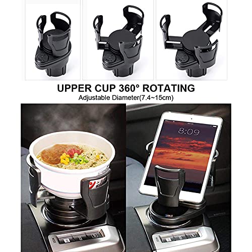 VEROP 2 in 1 All Purpose Car Cup Holder and Organizer 360 Rotable,Car Cup Holder Expander Adapter with Adjustable Base,Vehicle-Mounted Water Cup Drink Holder Auto-Mug Car Storage Organizer (1)