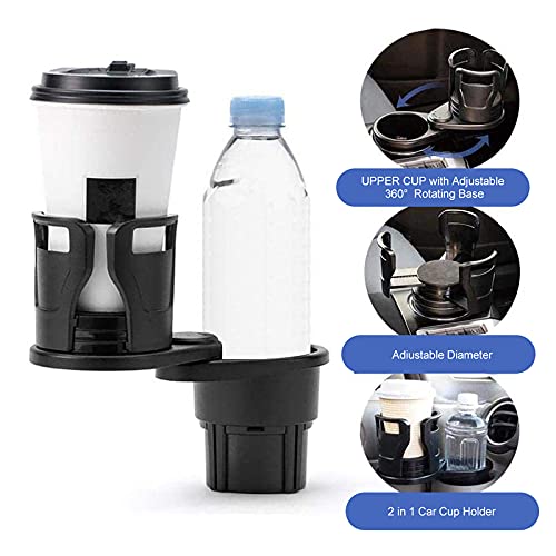 VEROP 2 in 1 All Purpose Car Cup Holder and Organizer 360 Rotable,Car Cup Holder Expander Adapter with Adjustable Base,Vehicle-Mounted Water Cup Drink Holder Auto-Mug Car Storage Organizer (1)