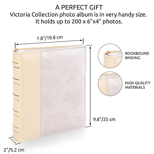 Victoria Collection - Álbum de fotos de 15 x 10 cm, diseño estético para 200 fotos de tamaño 4 x 6 cm, fácil de usar con bolsillos duraderos y espacio extra para Memos