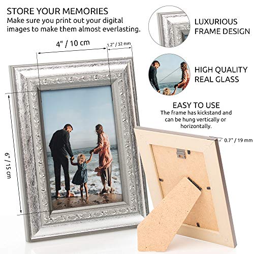 Victoria Collection Marco de Fotos - Marco de Fotos Estilo Barroco Clásico Para Fotos Y Documentos - Horizontal, Vertical - Para Hogar Y Oficina - Vidrio Real - Gran Regalo Para Niños Y Adultos