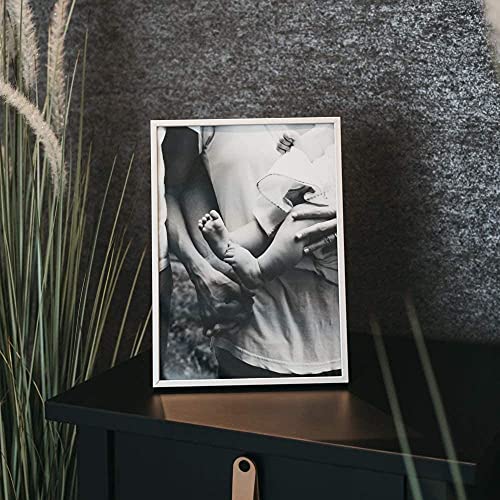 Victoria Collection Marco de Fotos - Moderno Marco de Aluminio para Fotos y Diplomas Tamaño A4 - Ideal para Hogar y Escritorio de Oficina - Vidrio Real - Para Cumpleaños y Navidad