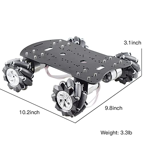 VIKEP Ps2 RC Smart Mecanum Wheel Robot Car Coche omnidireccional Kit con 12V Encoder Motor Fit for Arduino MEGA2560 Bricolaje Proyecto Madre Juguete (Color : BK PS2 Robot Car Kit)