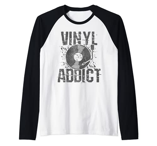 Vinyl Addict - Tocadiscos para DJ Camiseta Manga Raglan