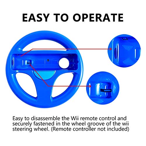 Volante Wii, DOYO 2 Pack Wii Mario Kart con Volnte para Wii, Volante Wii Rojo y Azul Sin Control Remoto, Volante Racing Wii U para Carreras, Tanques y Otros Juegos de Conducción