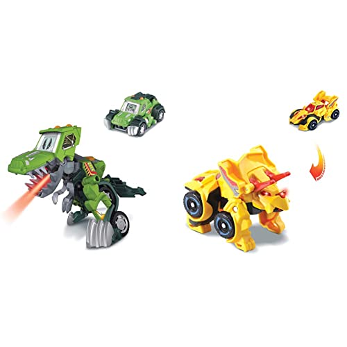 VTech- Switch & Go Dinos Juguete Barro, El T-Rex 4x4, Multicolor (3480-197222) + Tino, El Tricerátops Bólido Dinosaurio Interactivo, Multicolor (3480-183022)