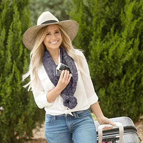 W Weiluogao Scarf with Hidden Pocket, Scarf with Hidden Pocket Plaid, Loop Solid Color Scarf with Hidden Zipper, Scarf with Pockets for Women (E)