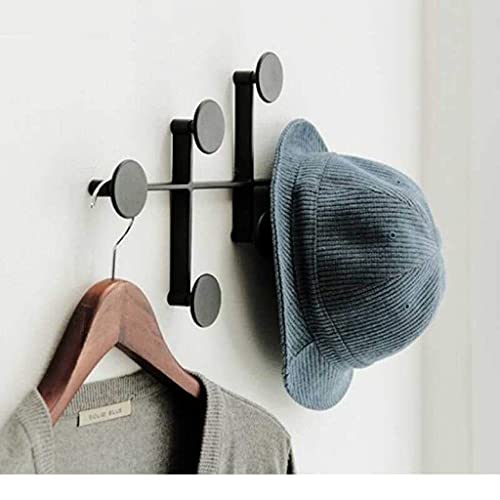 Wall Mounted Metal Wall Hanger Organizer Decorative Vintage Hanging Storage Rack for Coat Hat Towel Necklace and Key (Color : White) (Black)