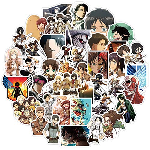 WayOuter Pegatinas Attack on Titan 100 Piezas, Pegatinas de Anime para niños, monopatín para Ordenador portátil, Pegatina Impermeable para Coche