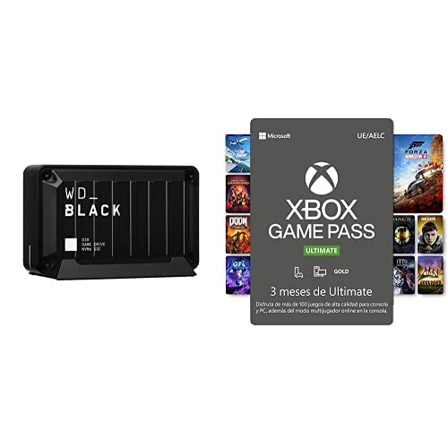 WD_BLACK D30 de 1 TB Game Drive SSD + Suscripción Xbox Game Pass Ultimate - 3 Meses | Xbox/Win 10 PC - Código de Descarga