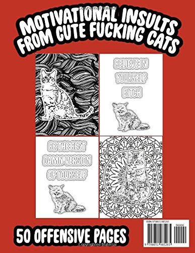 Wildcat Swearing Motivational Insults Coloring Book Waves Mandalas: Pussycats Coloring Book For Adults 50 Pages 8.5x11 With Swear Colouring Word Phrases
