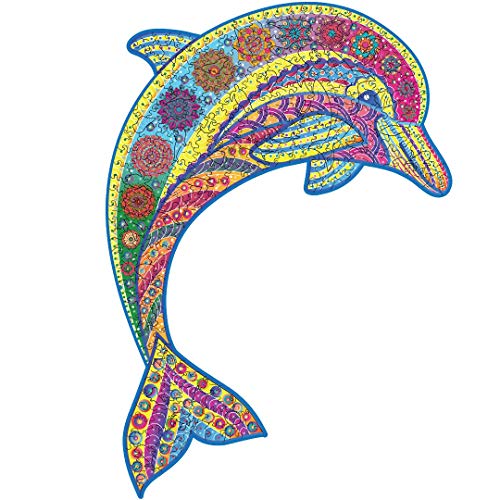 Woody Puzzles® Delfin Jigsaw - Puzzle de madera para adultos y niños, 285 piezas, tamaño XL, 40,30 x 35,7 cm